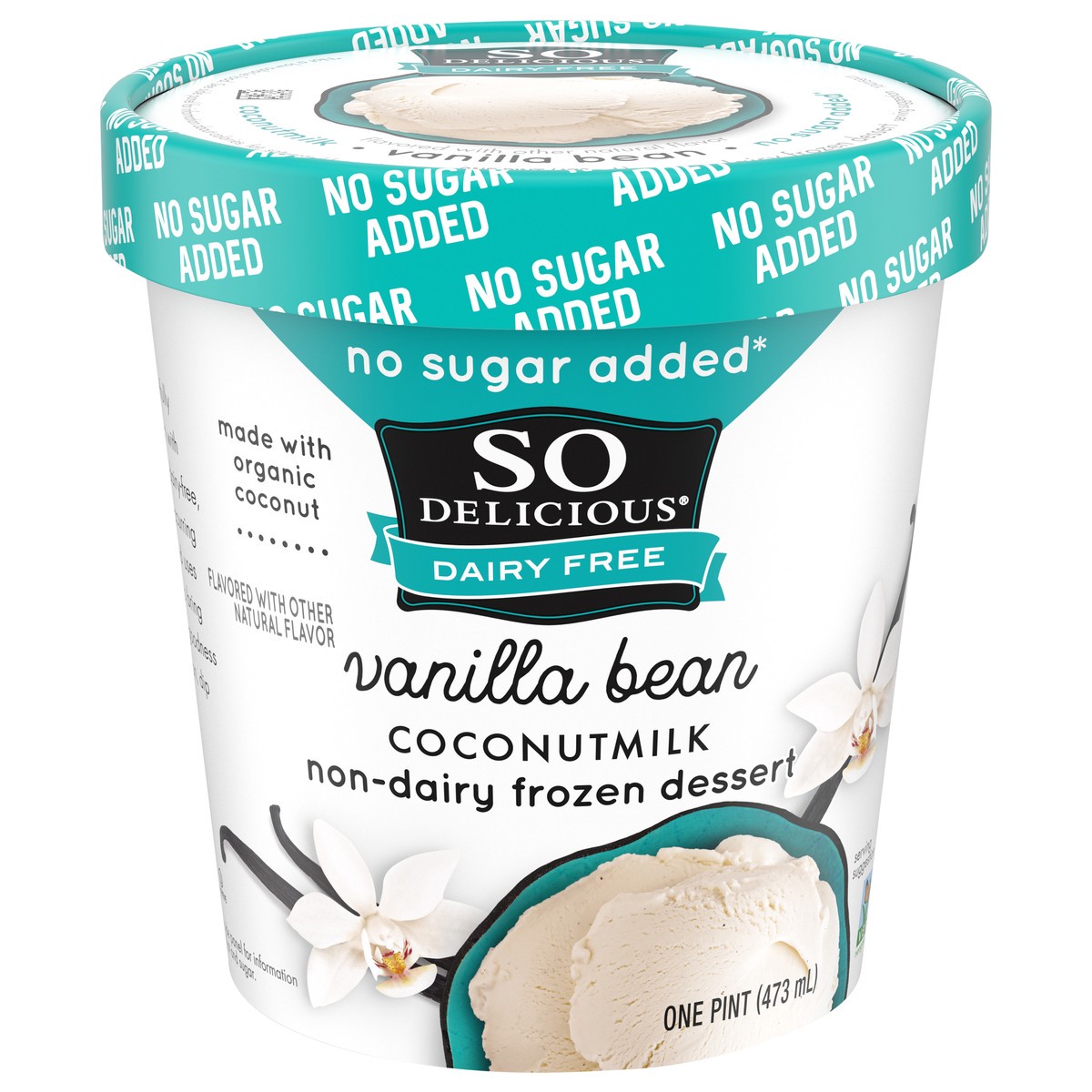 slide 13 of 14, So Delicious ZERO Added Sugar Coconut Milk Frozen Dessert, Coconut Vanilla Bean, Dairy Free, Vegan, Non-GMO, Kosher, 1 Pint Container, 1 pint