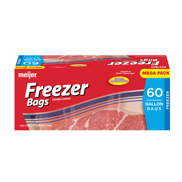 slide 1 of 1, Meijer Gallon Freezer Bags Mega Pack, 60 ct
