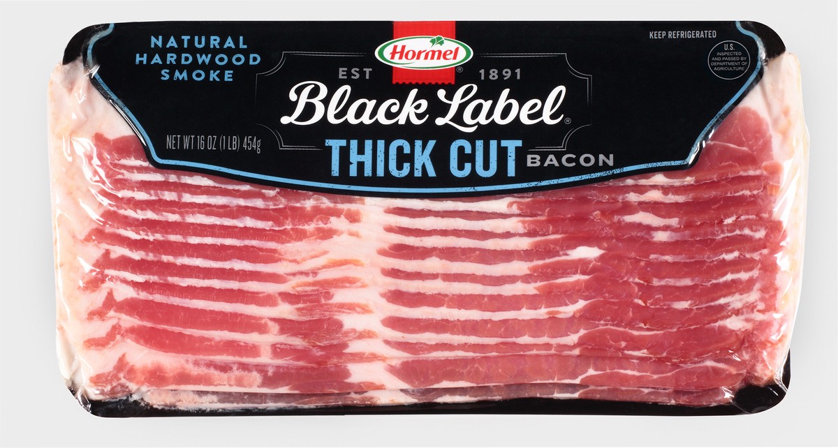 slide 1 of 7, HORMEL BLACK LABEL Thick Cut Bacon, 1 lb, 16 oz