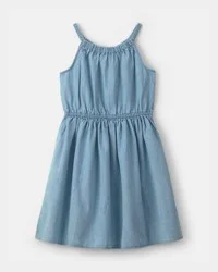 Oshkosh Girls Denim Chambray Dress - Light Wash - Size 14