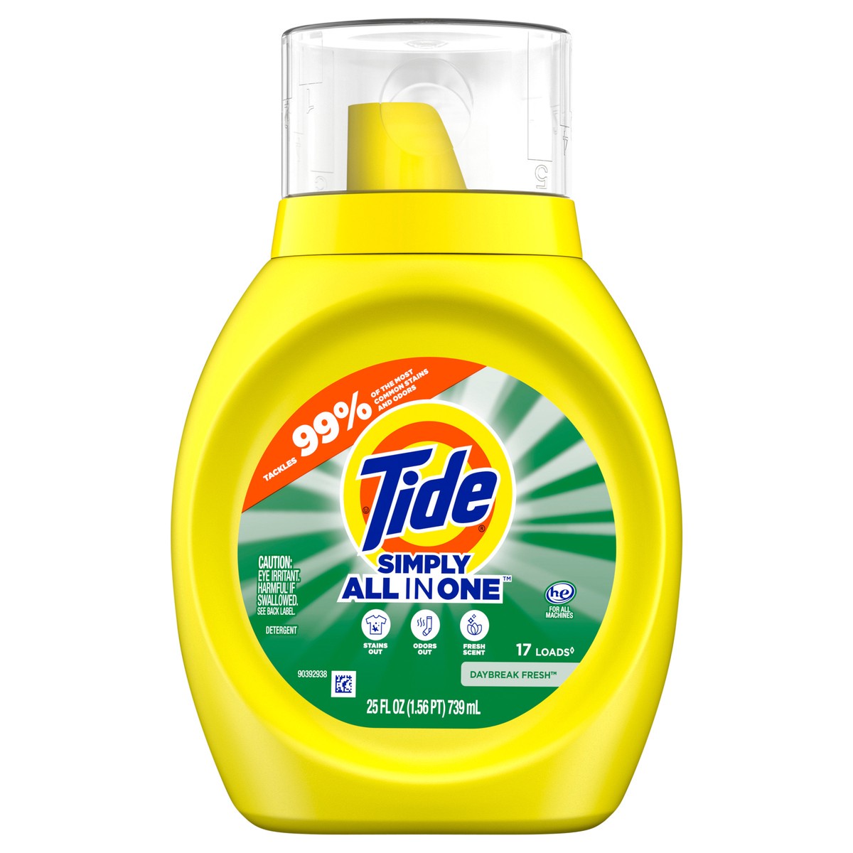 slide 2 of 9, Tide Simply Liquid Laundry Detergent, Daybreak Fresh Scent, 19 Loads, 25 fl oz, All-In-One Detergent, 25 fl oz