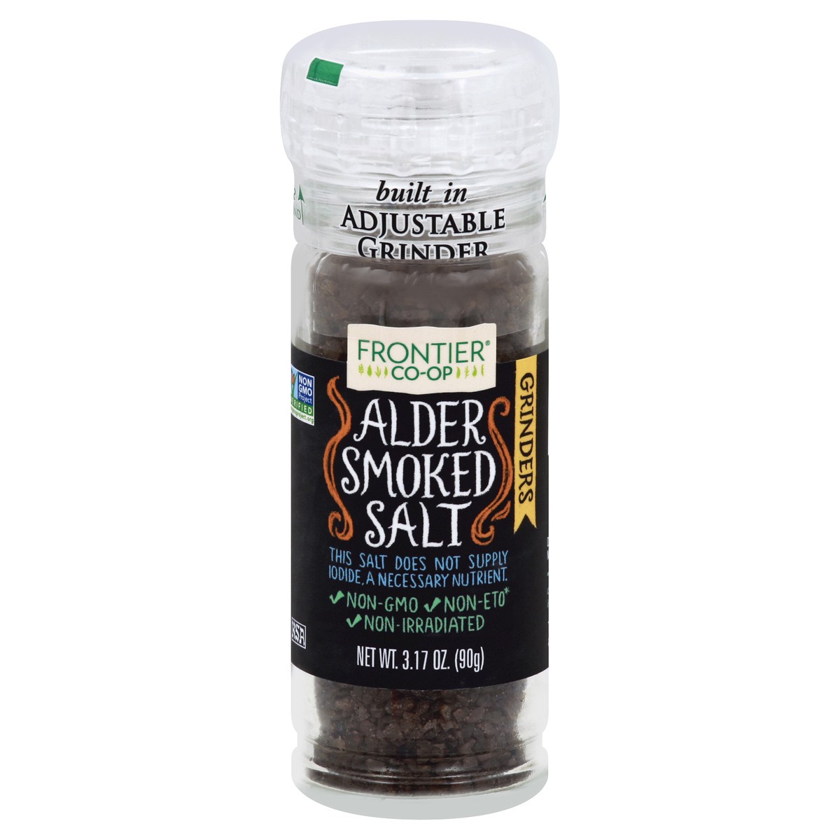 slide 1 of 7, Frontier Co-Op Alder Smoked Salt Grinder, 3.2 oz