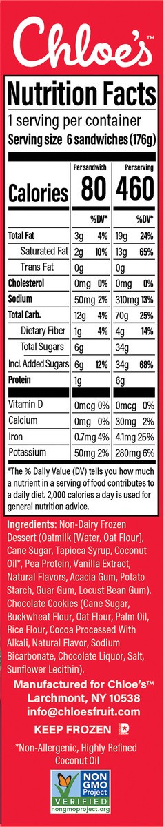 slide 5 of 12, Chloe's Mini Vanilla Cookie Sandwiches 6PK, 6 ct