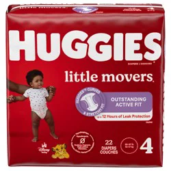 Huggies Little Movers Baby Diapers, Size 4, 22 Ct