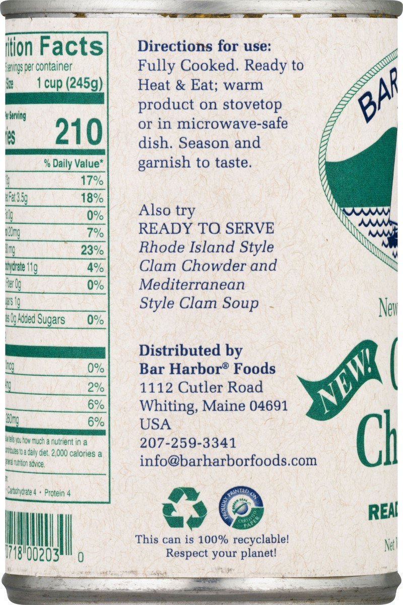 slide 6 of 11, Bar Harbor All Natural New England Style Clam Chowder - 15 oz, 15 oz
