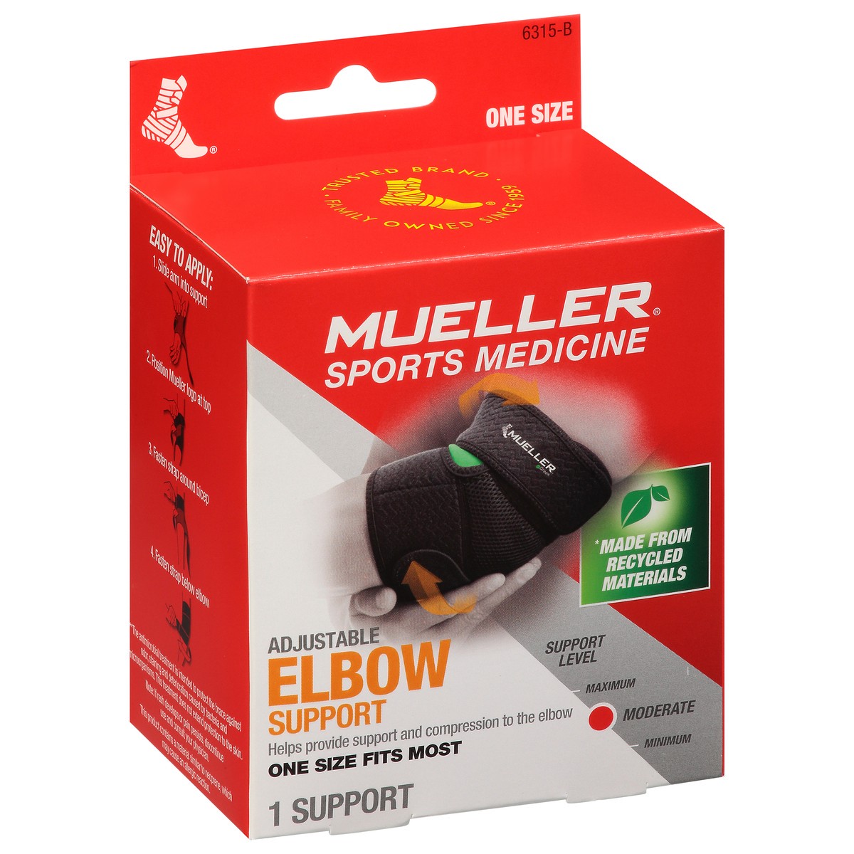 slide 2 of 9, Mueller Adj Elbow Support Green, 1 ct