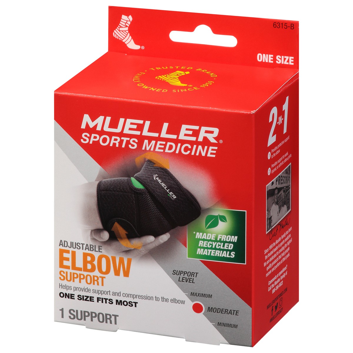 slide 3 of 9, Mueller Adj Elbow Support Green, 1 ct