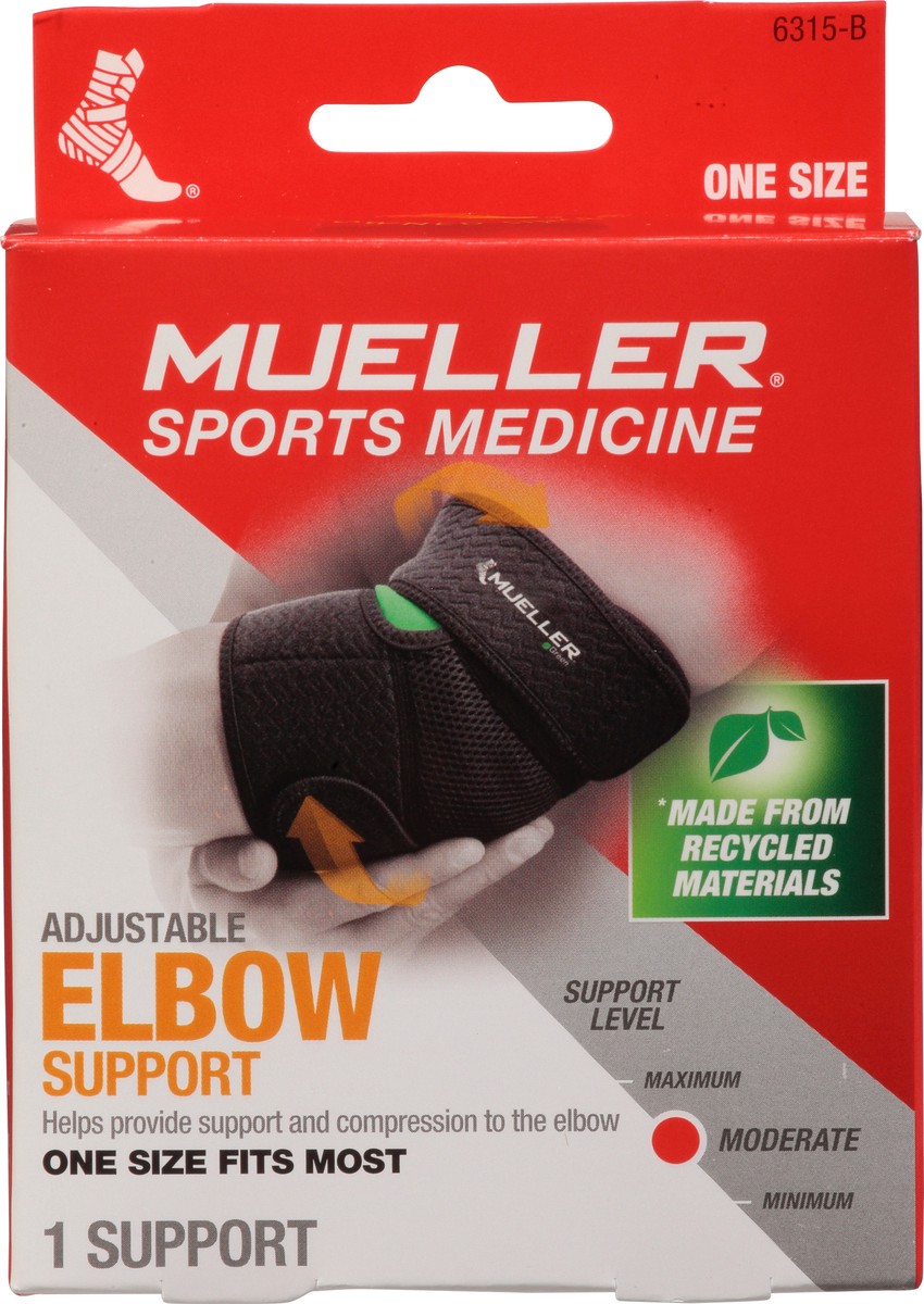 slide 6 of 9, Mueller Adj Elbow Support Green, 1 ct