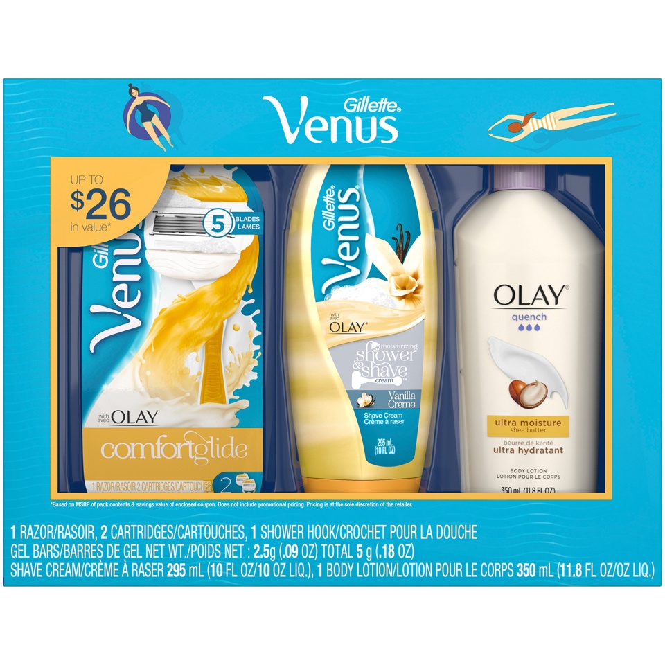 slide 1 of 5, Venus ComfortGlide With Olay Shower & Shave Gift Set, 1 ct