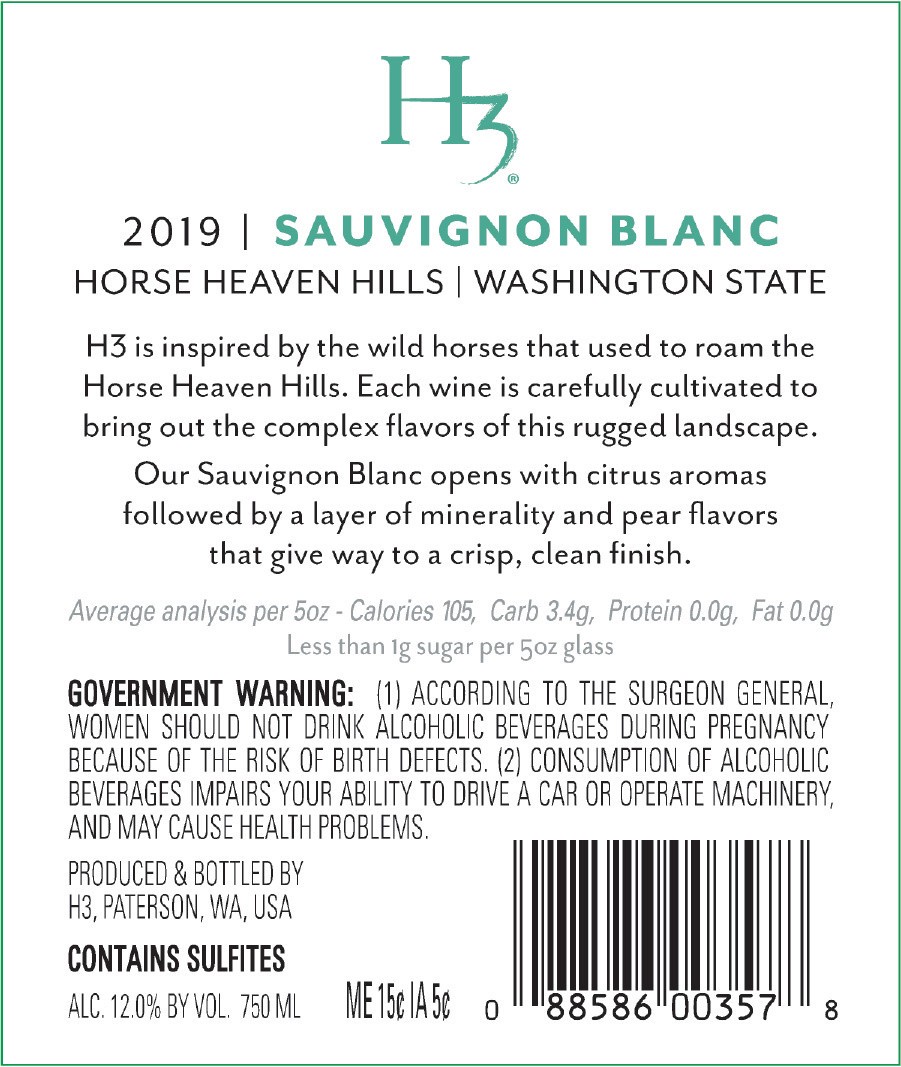 slide 5 of 8, H3 Sauvignon Blanc 750 ml, 750 ml