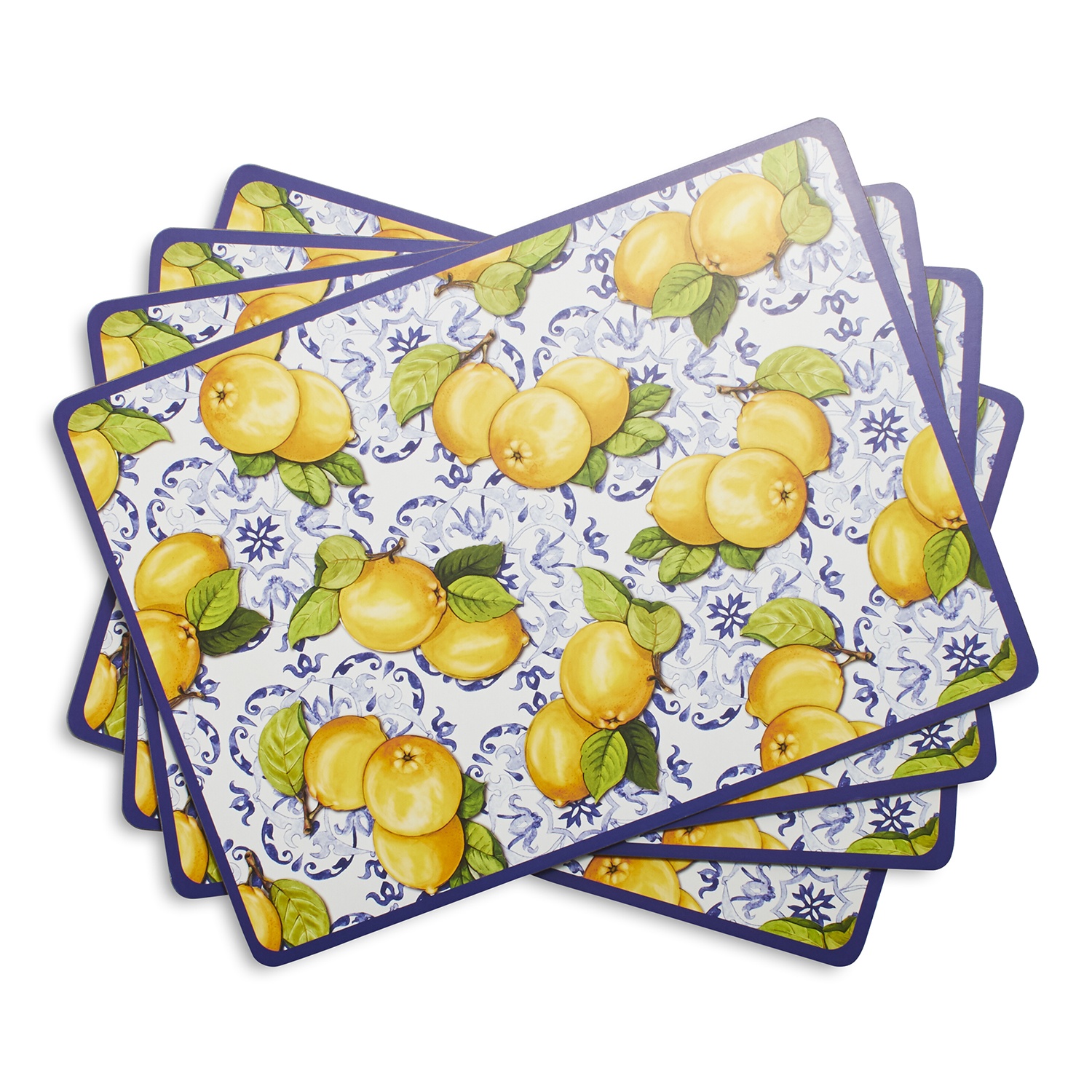 slide 1 of 1, Sur La Table Cork-Backed Lemon Tile Placemats, 4 ct