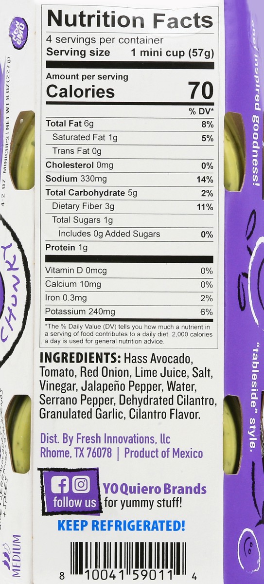 slide 11 of 14, ¡Yo Quiero! Chunky Medium Guacamole 4 - 2 oz Mini Cups, 4 ct