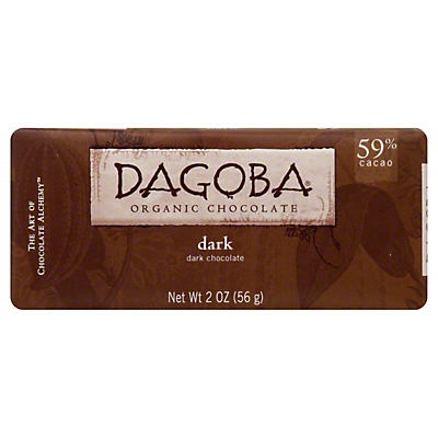 slide 1 of 1, DAGOBA Organic Chocolate Semisweet Dark Chocolate Bar, 2 oz