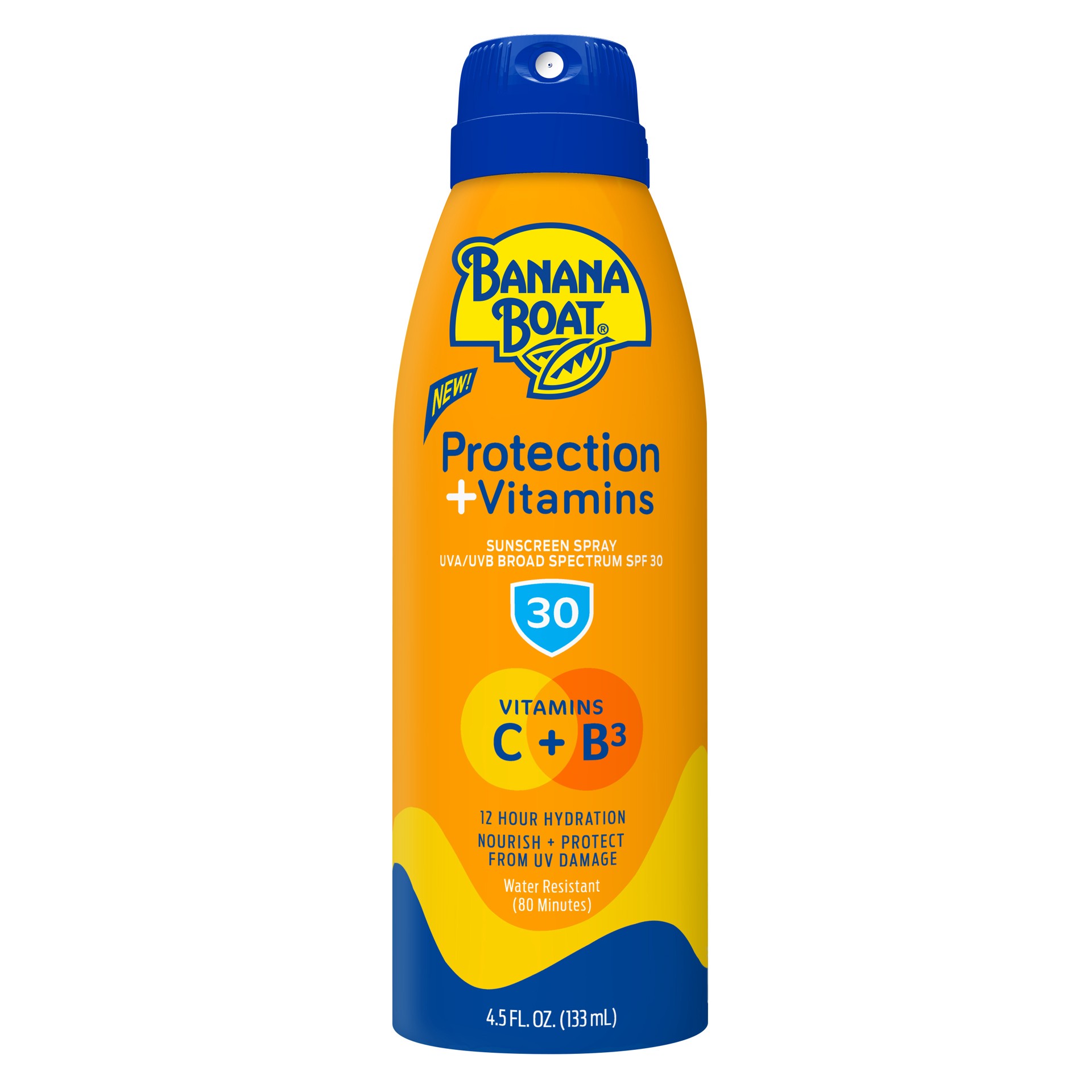 slide 1 of 1, Banana Boat Protection + Vitamins SPF 30 Spray, 4.5 fl oz