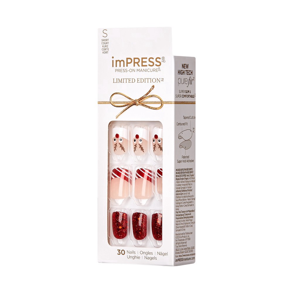slide 3 of 8, imPRESS Press-On Manicure Fake Nails - Oh Deer - 33ct, 33 ct