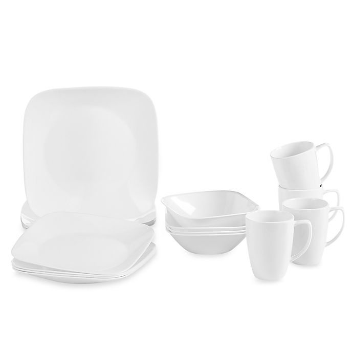 slide 1 of 2, Corelle Vivid White Square Dinnerware Set, 16 ct