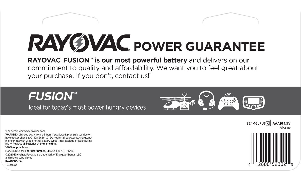 slide 3 of 3, Rayovac Fusion 16 Pack AAA Advanced Alkaline Battery 16 ea Blister Pack, 1 ct