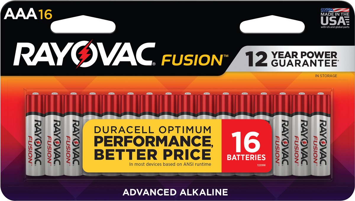 slide 2 of 3, Rayovac Fusion 16 Pack AAA Advanced Alkaline Battery 16 ea Blister Pack, 1 ct