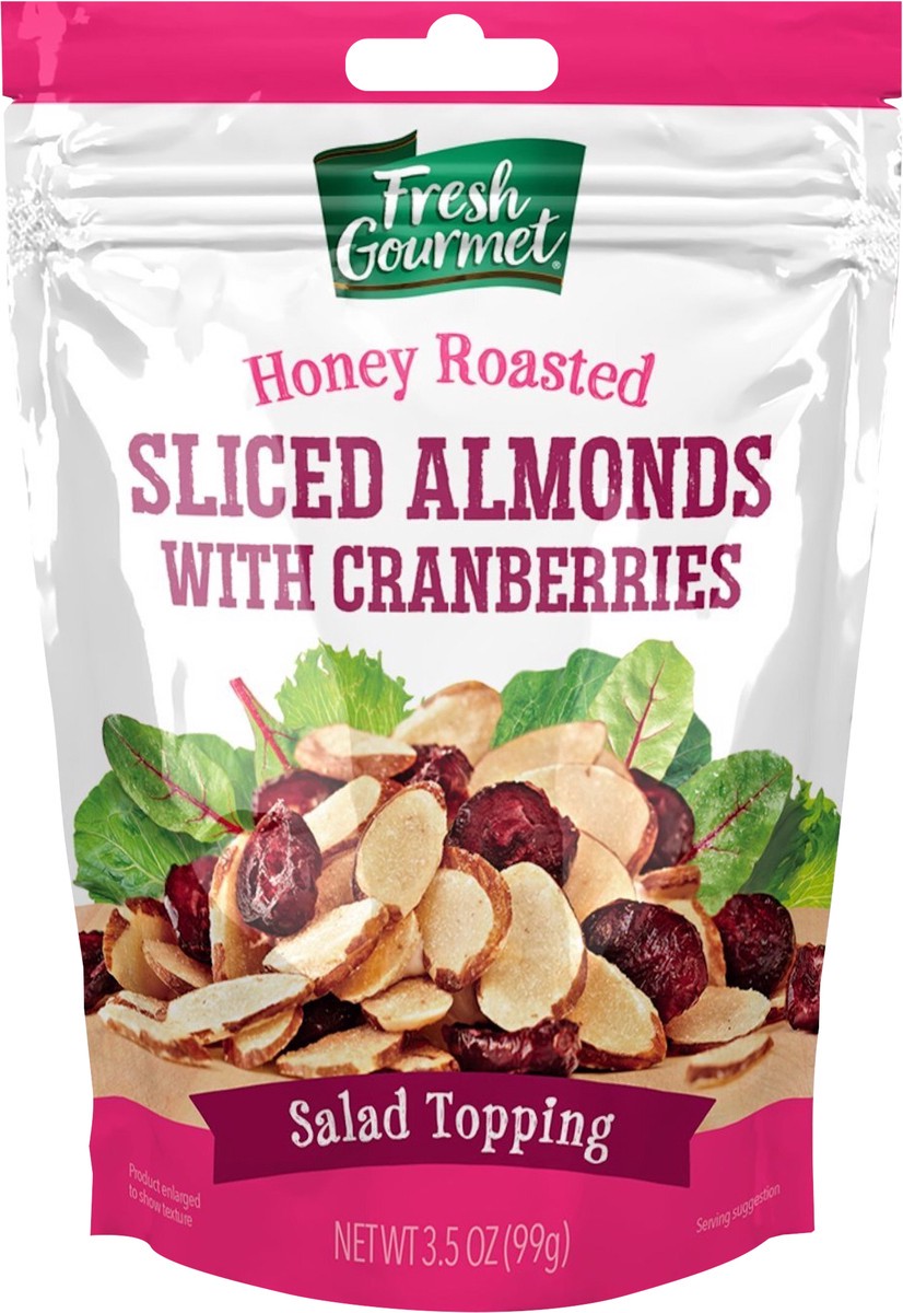 slide 3 of 3, Fresh Gourmet Sliced Honey Roasted Almonds with Cranberries 3.5 oz, 3.5 oz