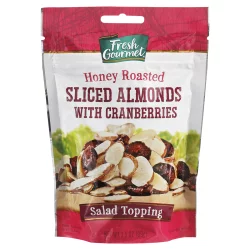 Fresh Gourmet Honey Roasted Sliced Almonds With Cranberries