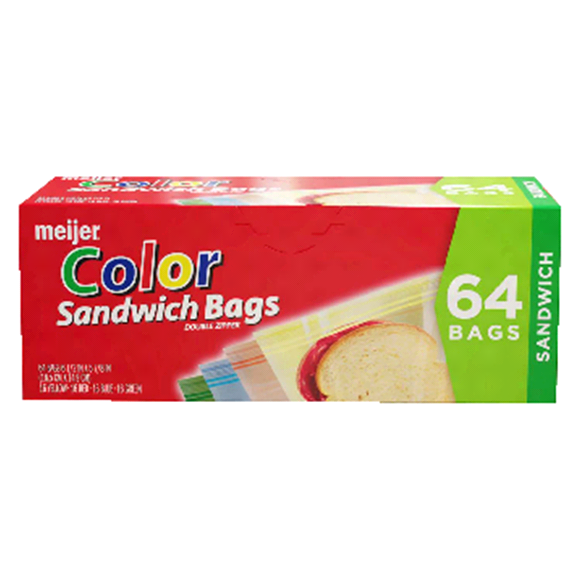slide 1 of 1, Meijer Recloseable Color Sandwich Bags, 64 ct