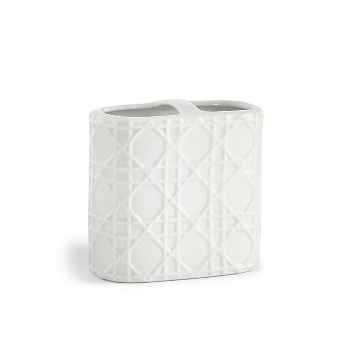 slide 1 of 1, Kassatex Rattan Toothbrush Holder - White, 1 ct