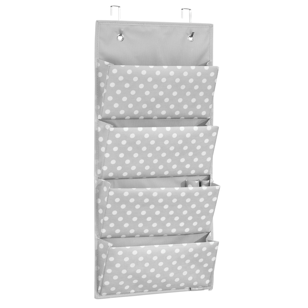 slide 1 of 1, InterDesign Id Jr. 4-Pocket Fabric Hanging Closet Storage Organizer - Gray/White, 13 in x 3 in x 28.5 in