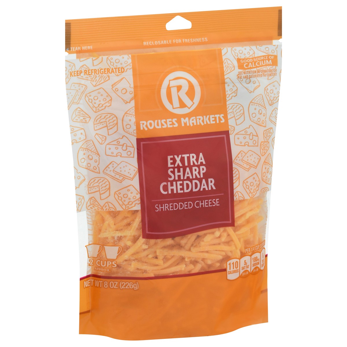 slide 6 of 9, Rouses Markets Extra Sharp Cheddar Shredded Cheese 8 oz, 8 oz