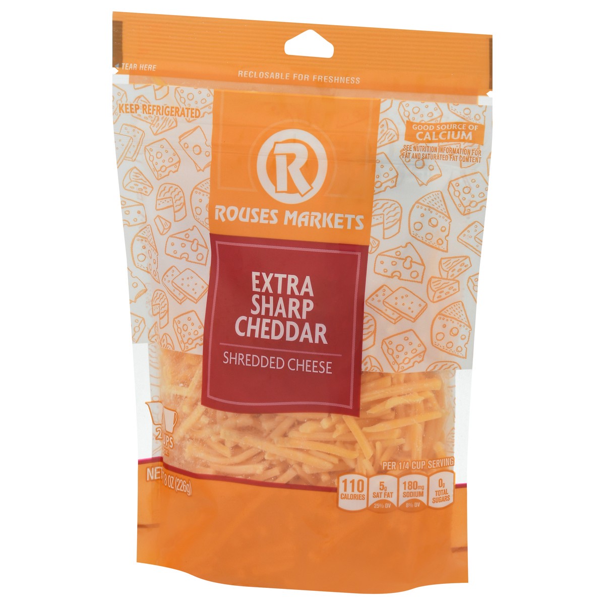 slide 4 of 9, Rouses Markets Extra Sharp Cheddar Shredded Cheese 8 oz, 8 oz