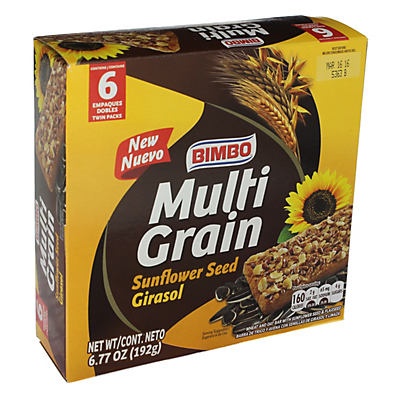 slide 1 of 1, Bimbo Multigrain With Flaxseed Bars, 6.77 oz