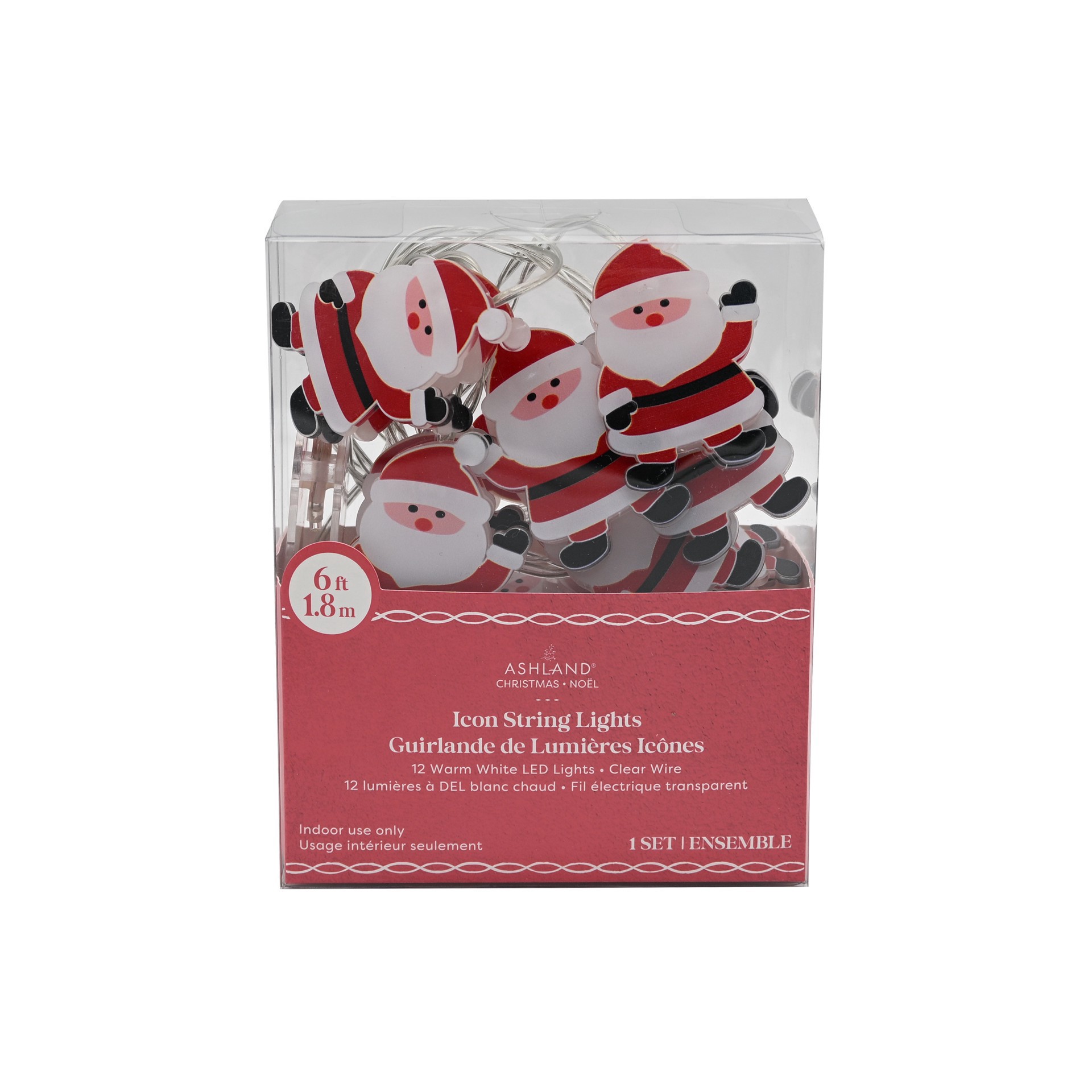 slide 3 of 4, 12ct. Double-Sided Santa Icon String Lights By Ashland, 12 ct