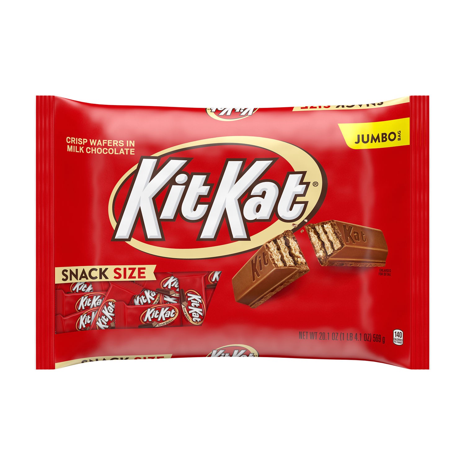 slide 1 of 9, KIT KAT Milk Chocolate Wafer Snack Size, Candy Jumbo Bag, 20.1 oz, 20.1 oz