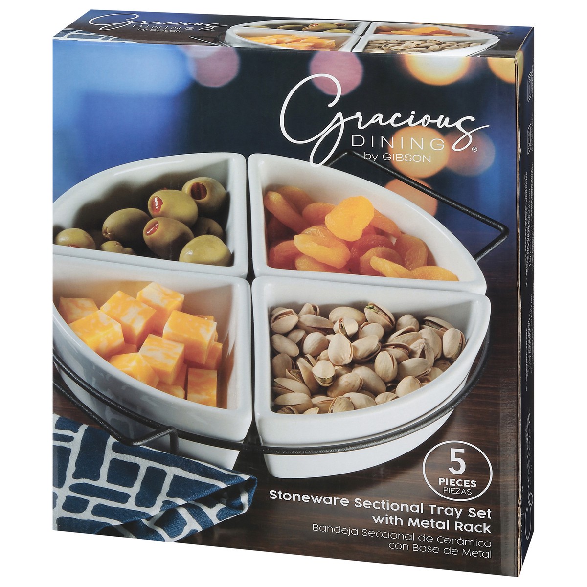 slide 2 of 9, Gibson Home Stoneware Sectional Tray Set with Metal Rack 1 ea, 1 ea