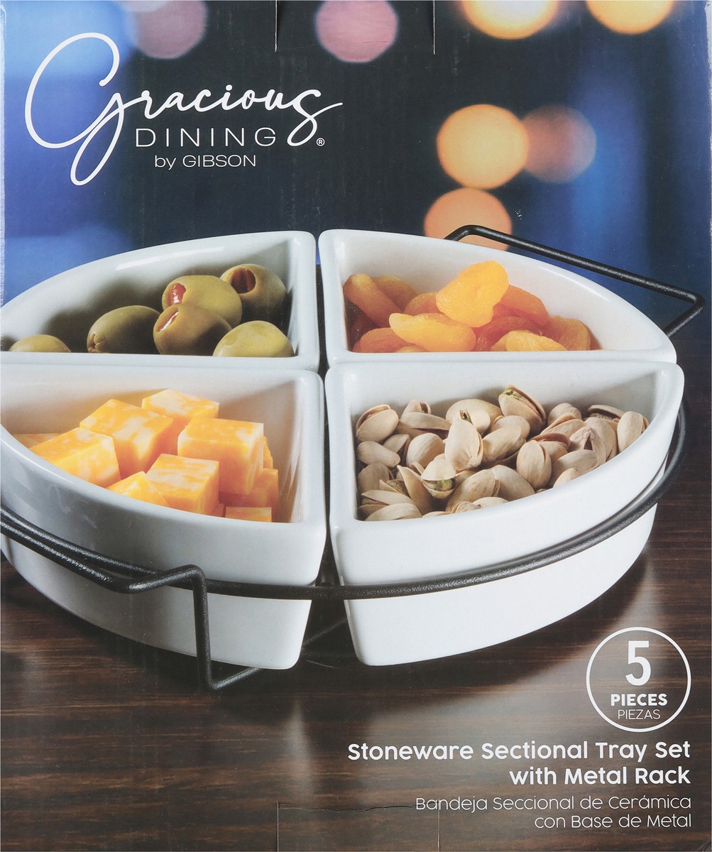 slide 7 of 9, Gibson Home Stoneware Sectional Tray Set with Metal Rack 1 ea, 1 ea