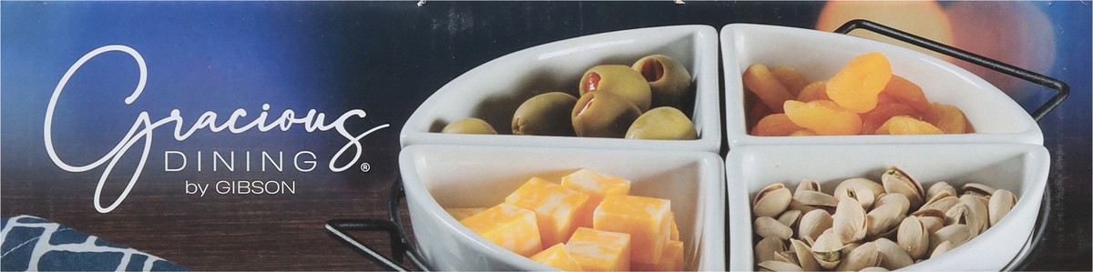 slide 3 of 9, Gibson Home Stoneware Sectional Tray Set with Metal Rack 1 ea, 1 ea