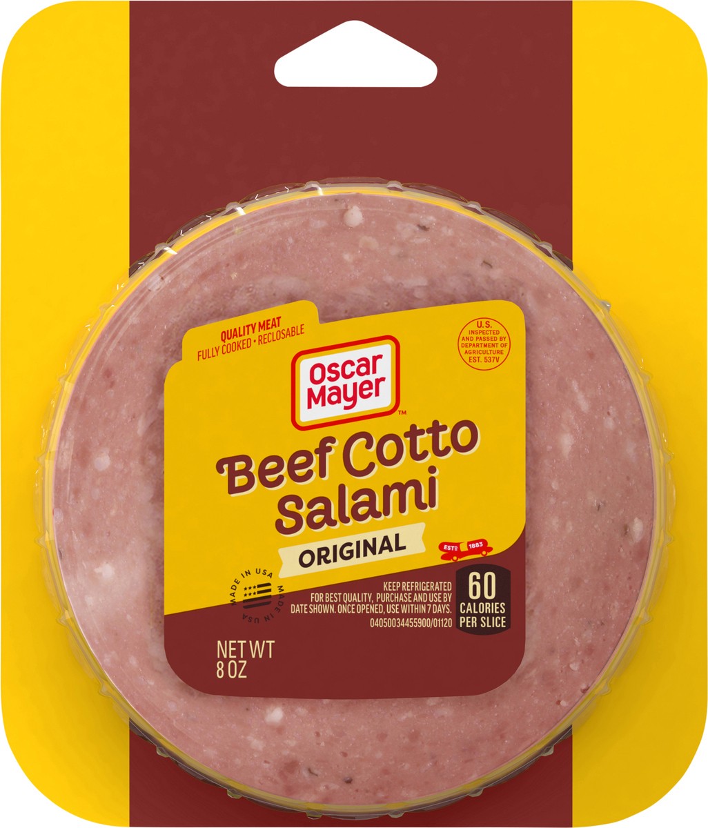 slide 7 of 9, Oscar Mayer Beef Cotto Salami Sliced Lunch Meat, 8 oz. Pack, 8 oz