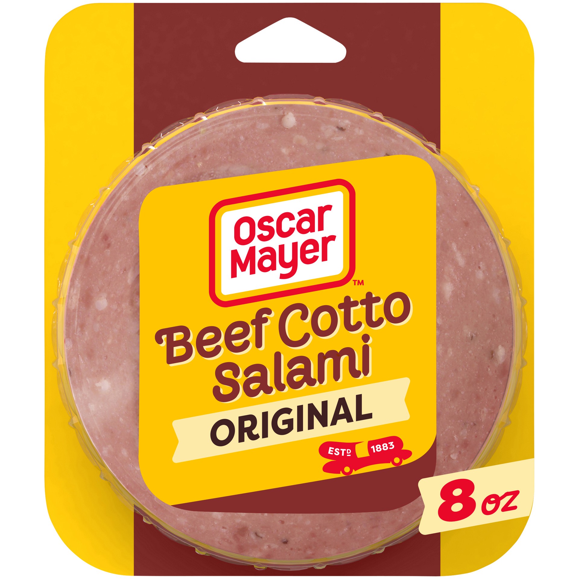 slide 1 of 9, Oscar Mayer Beef Cotto Salami Sliced Lunch Meat, 8 oz. Pack, 8 oz