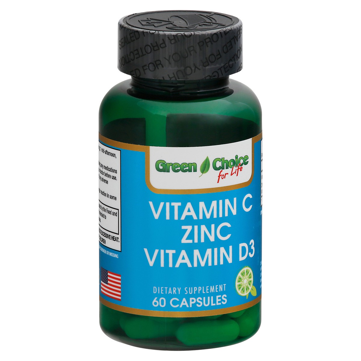 slide 7 of 9, Green Choice For Life Vitamin C/Zinc/Vitamin D3 60 Capsules Bottle, 60 ct