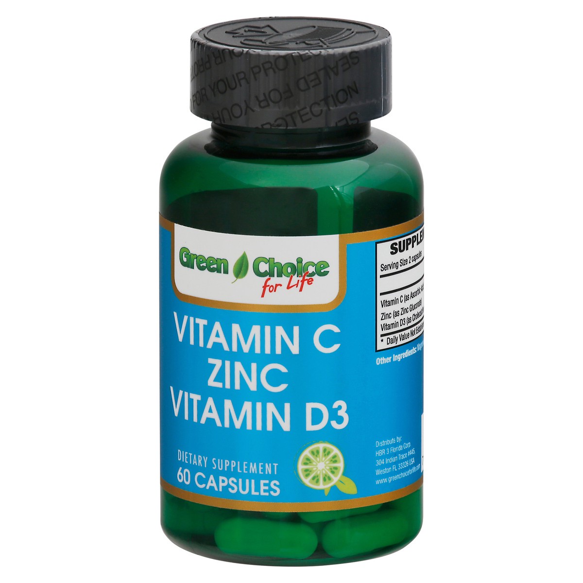 slide 5 of 9, Green Choice For Life Vitamin C/Zinc/Vitamin D3 60 Capsules Bottle, 60 ct