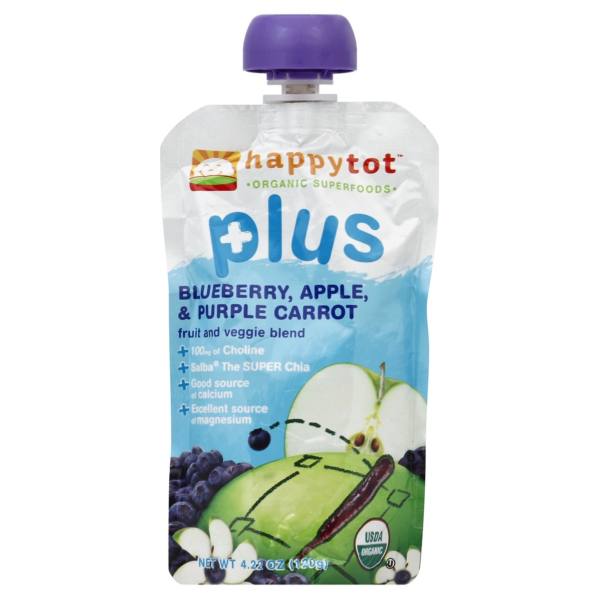 slide 2 of 3, Happy Tot Plus Blueberry, Apple & Purple Carrot Organic Superfoods, 4.22 oz