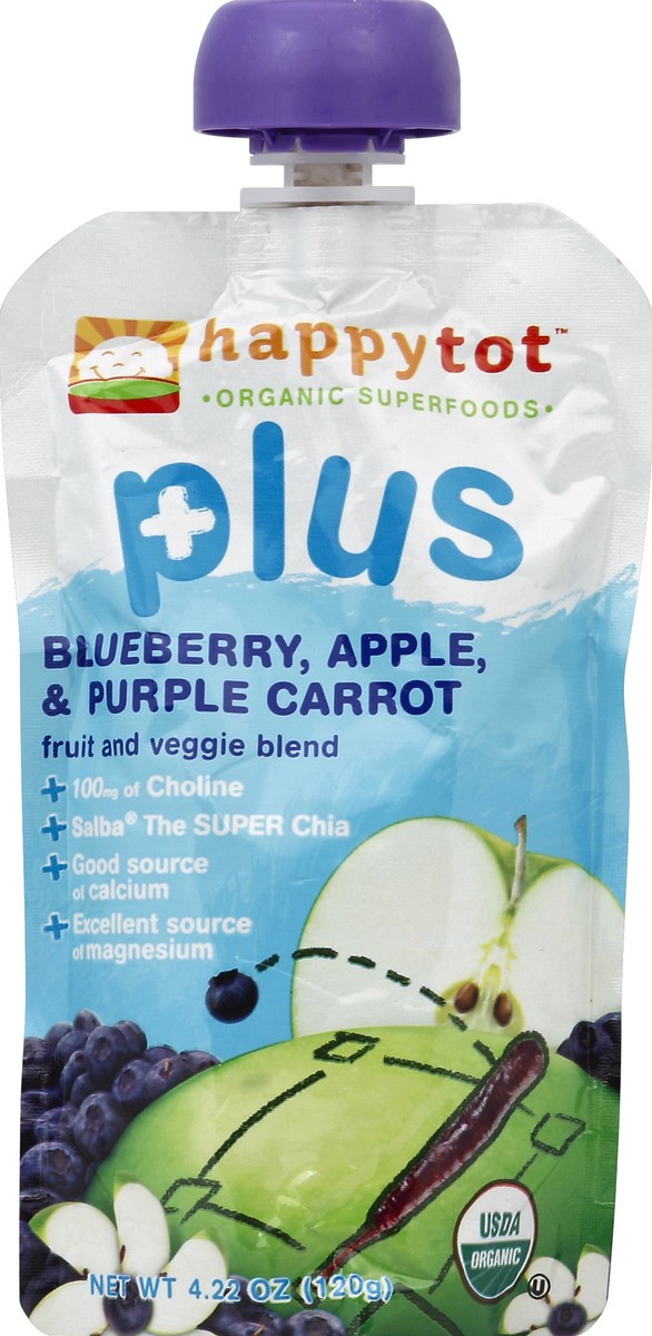 slide 1 of 3, Happy Tot Plus Blueberry, Apple & Purple Carrot Organic Superfoods, 4.22 oz