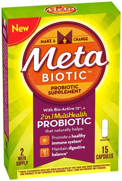 slide 1 of 1, Meta Biotic Probiotic Supplement Capsules, 15 ct