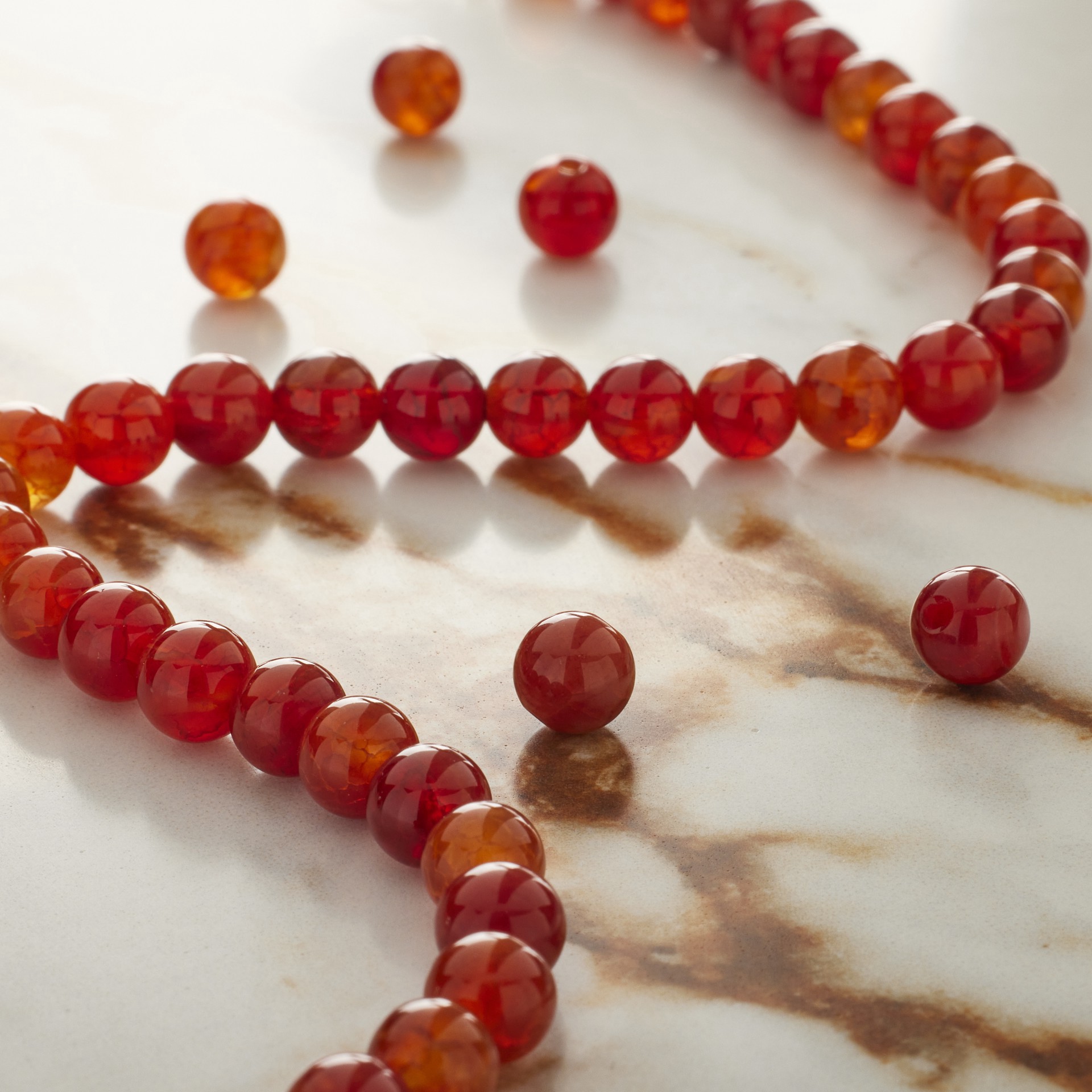 slide 3 of 3, Amber Fire Agate Round Beads By Bead Landing, 6 mm