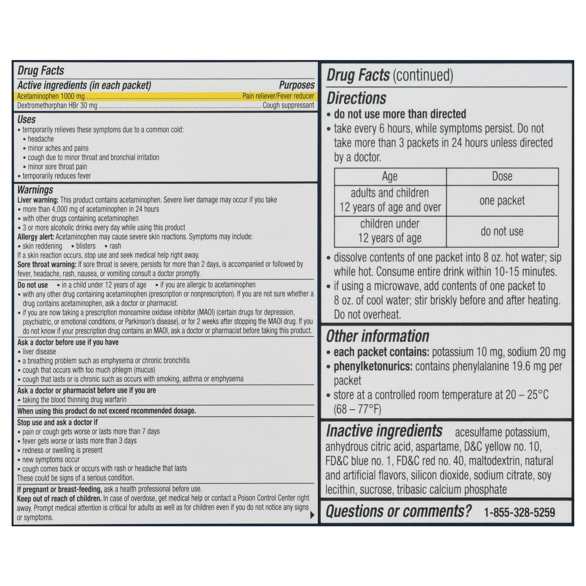 slide 6 of 13, Theraflu Max Strength Daytime Flu Medicine for Flu Symptom Relief with Acetaminophen and Dextromethorphan HBr, Honey Lemon Flavored - 6 Powder Packets, 6 ct