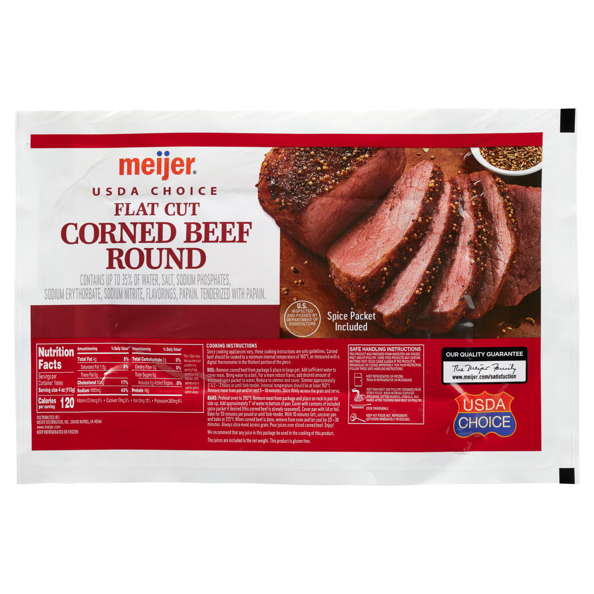 slide 1 of 13, Bergin Fruit and Nut Company Meijer Corned Beef Flat Cut, per lb