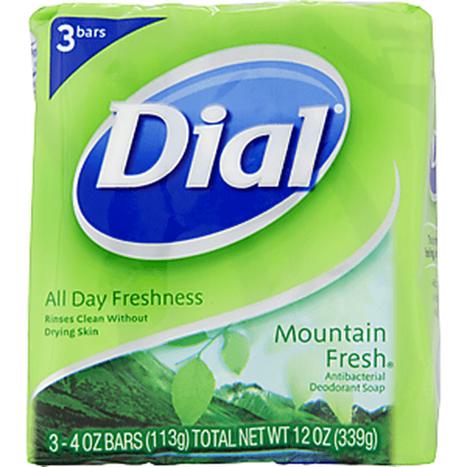 slide 3 of 9, Dial Deodorant Soap Antibacterial Mountain Fresh, 3 ct; 4 oz