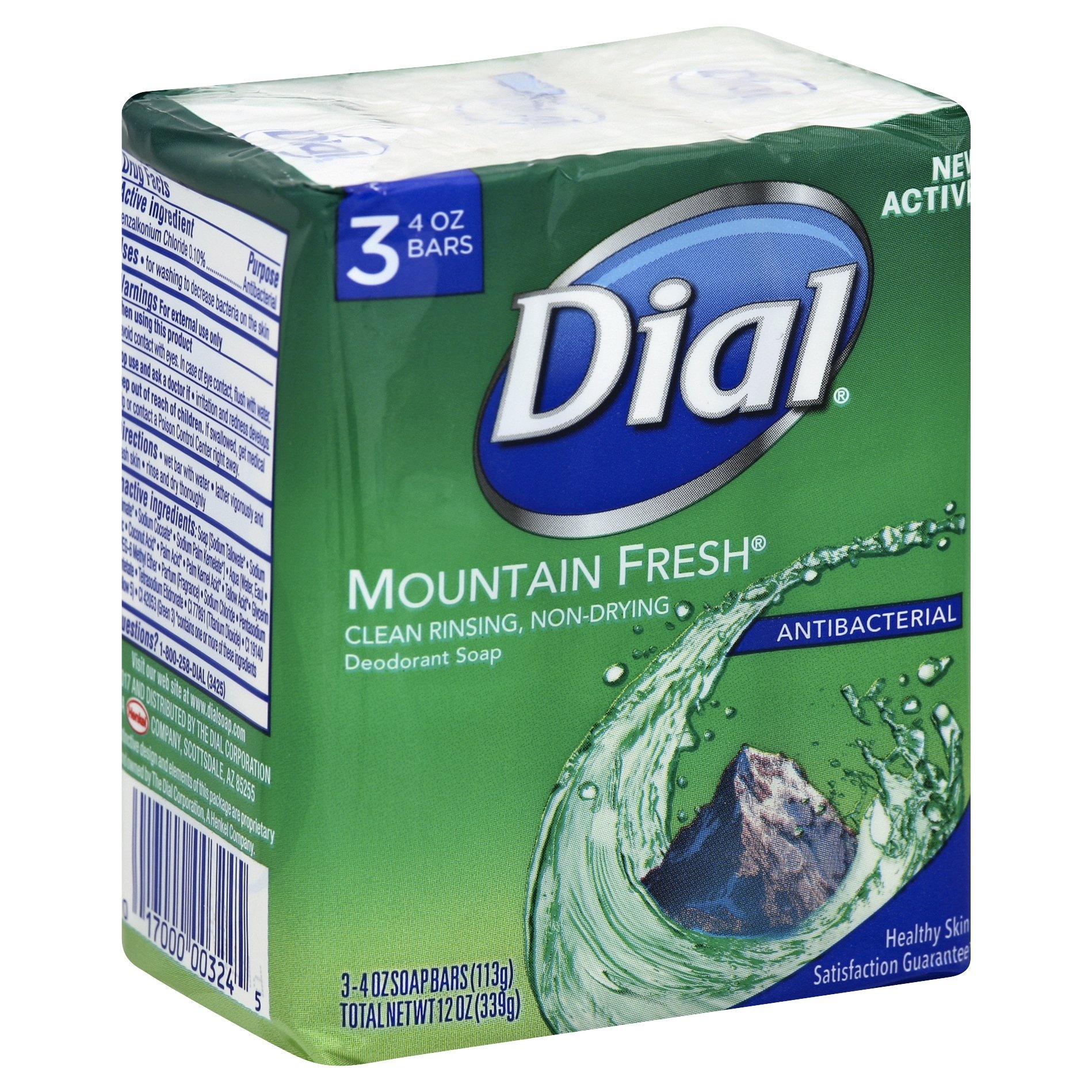 slide 1 of 9, Dial Deodorant Soap Antibacterial Mountain Fresh, 3 ct; 4 oz