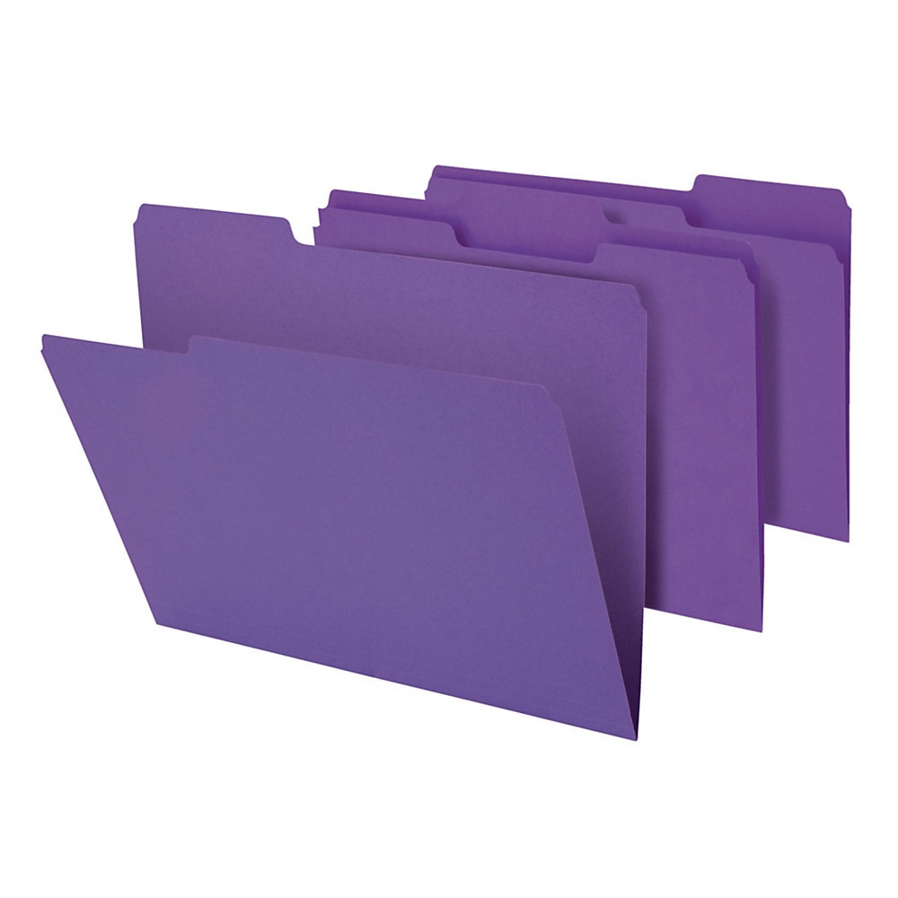 slide 1 of 1, Office Depot Heavy-Duty Top-Tab File Folders, 3/4'' Expansion, Letter Size, Purple, Pack Of 18 Folders, 18 ct