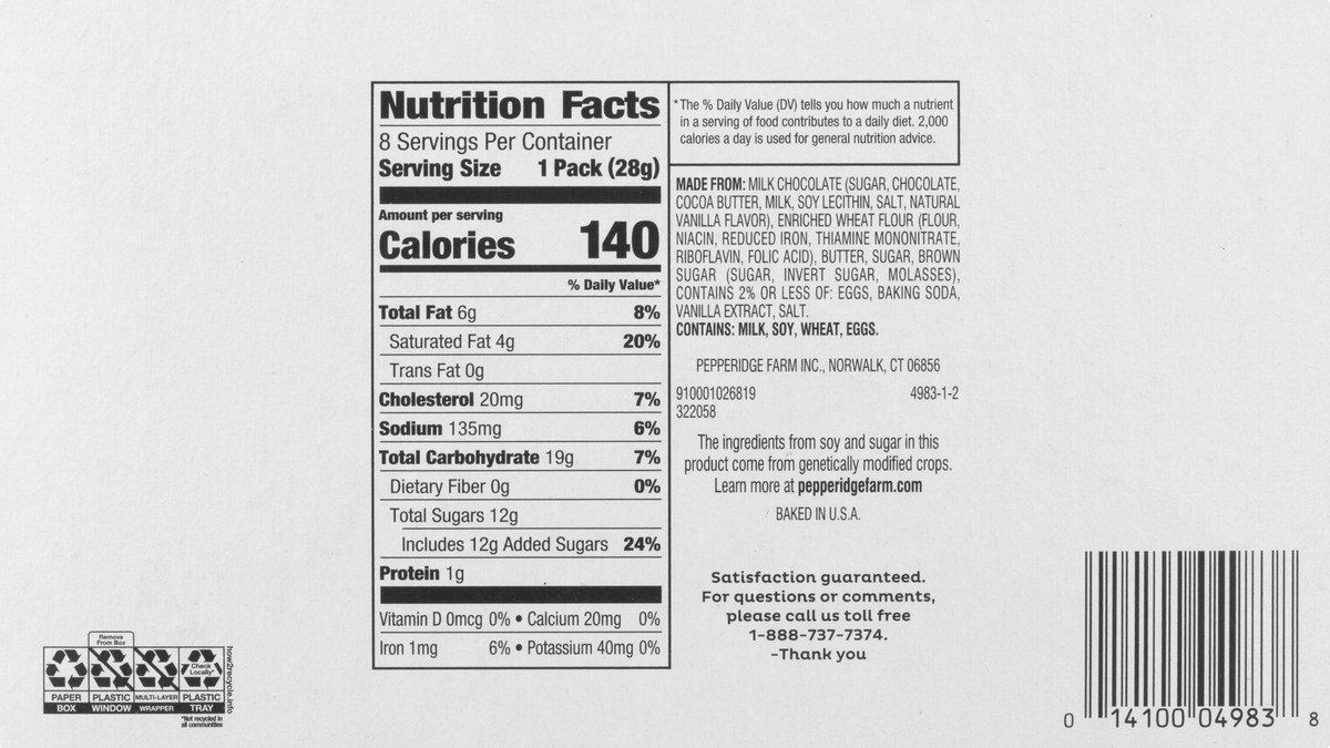 slide 10 of 10, Pepperidge Farm Thin & Crispy Milk Chocolate Chip Cookies, 7.9 oz