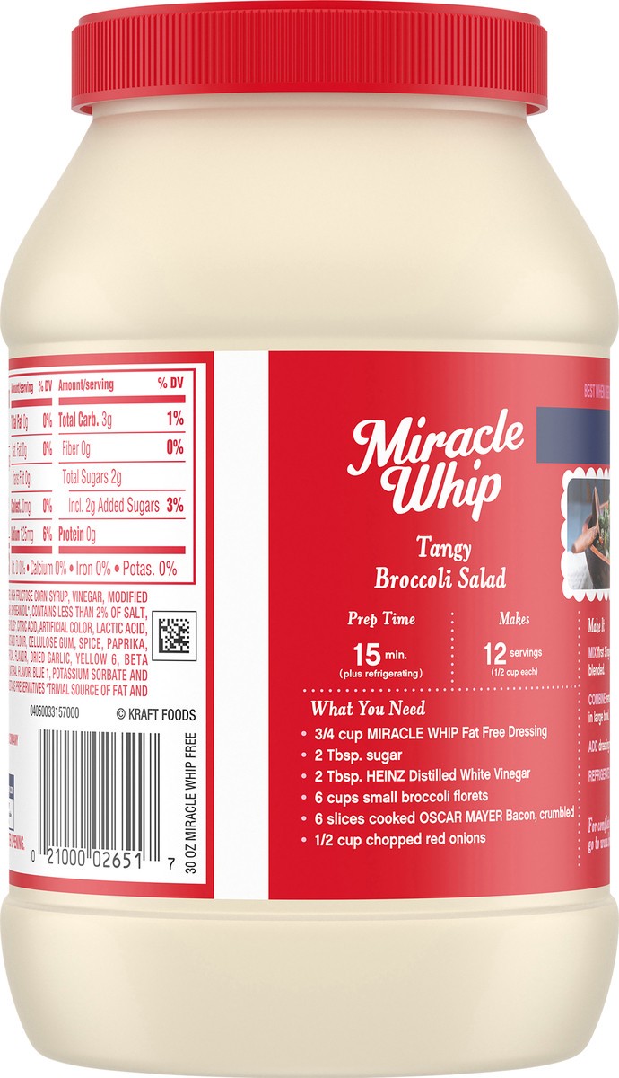 slide 8 of 14, Miracle Whip Fat Free Dressing, 30 fl oz Jar, 30 fl oz